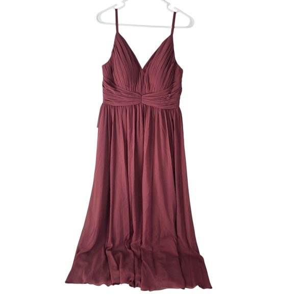 NWT Azazie Serena Chiffon Bridesmaid Dress Desert Rose Size C (10/12) Pockets - Picture 2 of 16